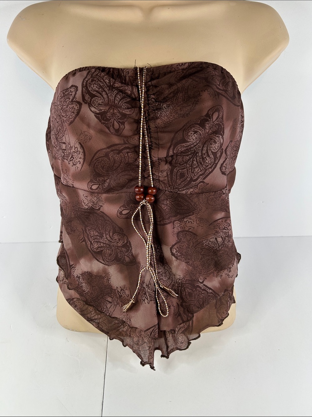 Strapless M brown top beaded accessories crop brown
